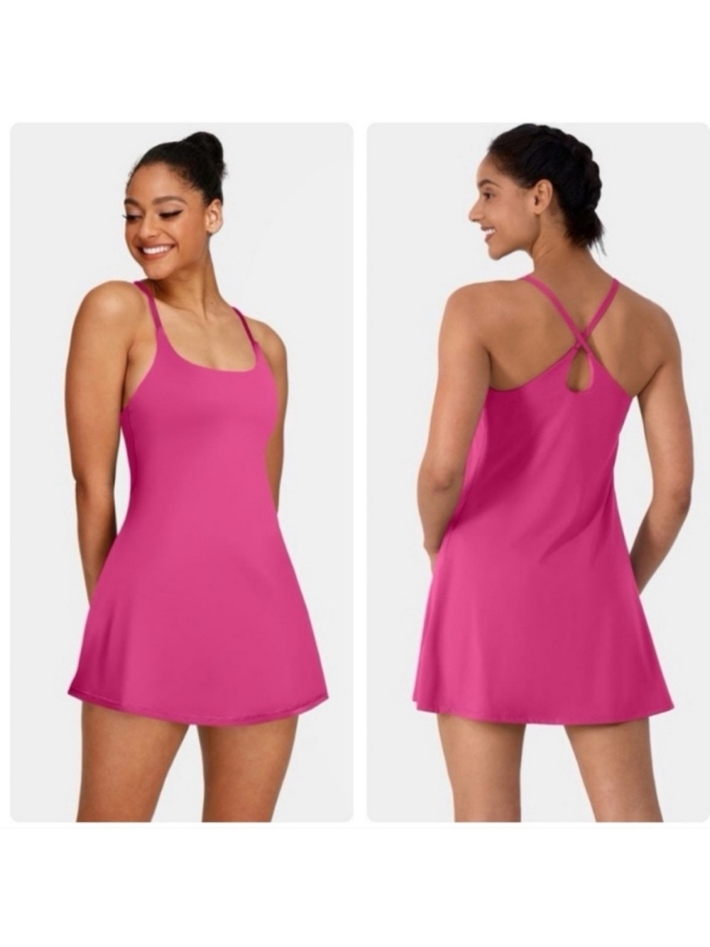 Halara softlyzero easy peezy active romper dress womens L hot pink